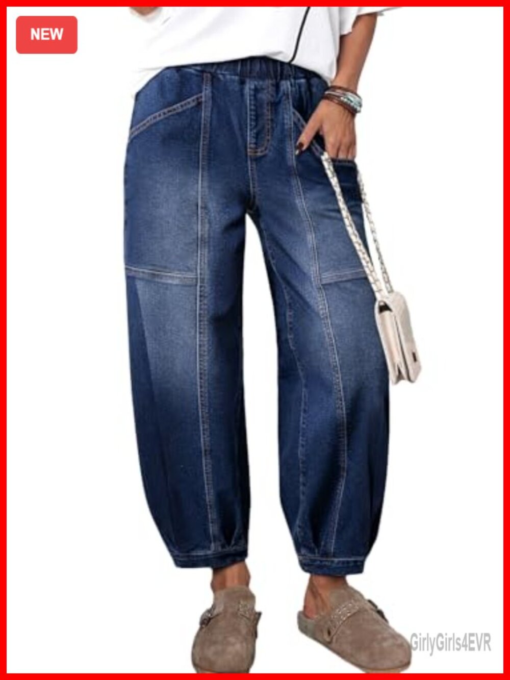 High Waisted Barrel Wide Leg Jeans Stretch Cotton Polyester Casual